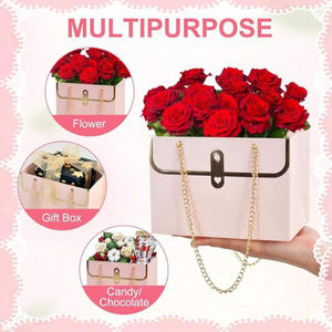 Bolsa de Regalo de Papel con Diseño Floral y Logotipo Personalizado, Cubo de Almacenamiento con Cadena Metálica para Bodas, Día de la Madre, Floristería, Exhibición - Product Image 6