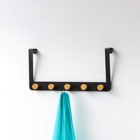 Porte-manteau et porte-clés multifonctionnel industriel rustique en fer et perles de bois, sans perçage, pour porte