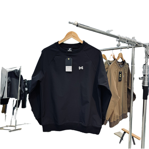 Sweat à capuche unisexe surdimensionné en molleton uni personnalisé OEM, noir uni, automne-hiver, avec logo brodé, vente en gros - Product Image 1