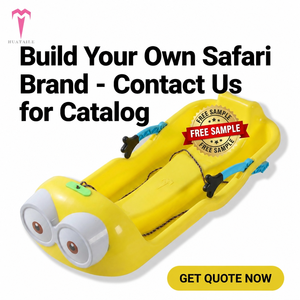Luge de Noël pour enfants style Minion avec yeux de dessin animé, en plastique, avec poignée de frein, certifiée CE EN71, en PEHD, capacité 120 kg, jouet d'extérieur hivernal - Product Image 6