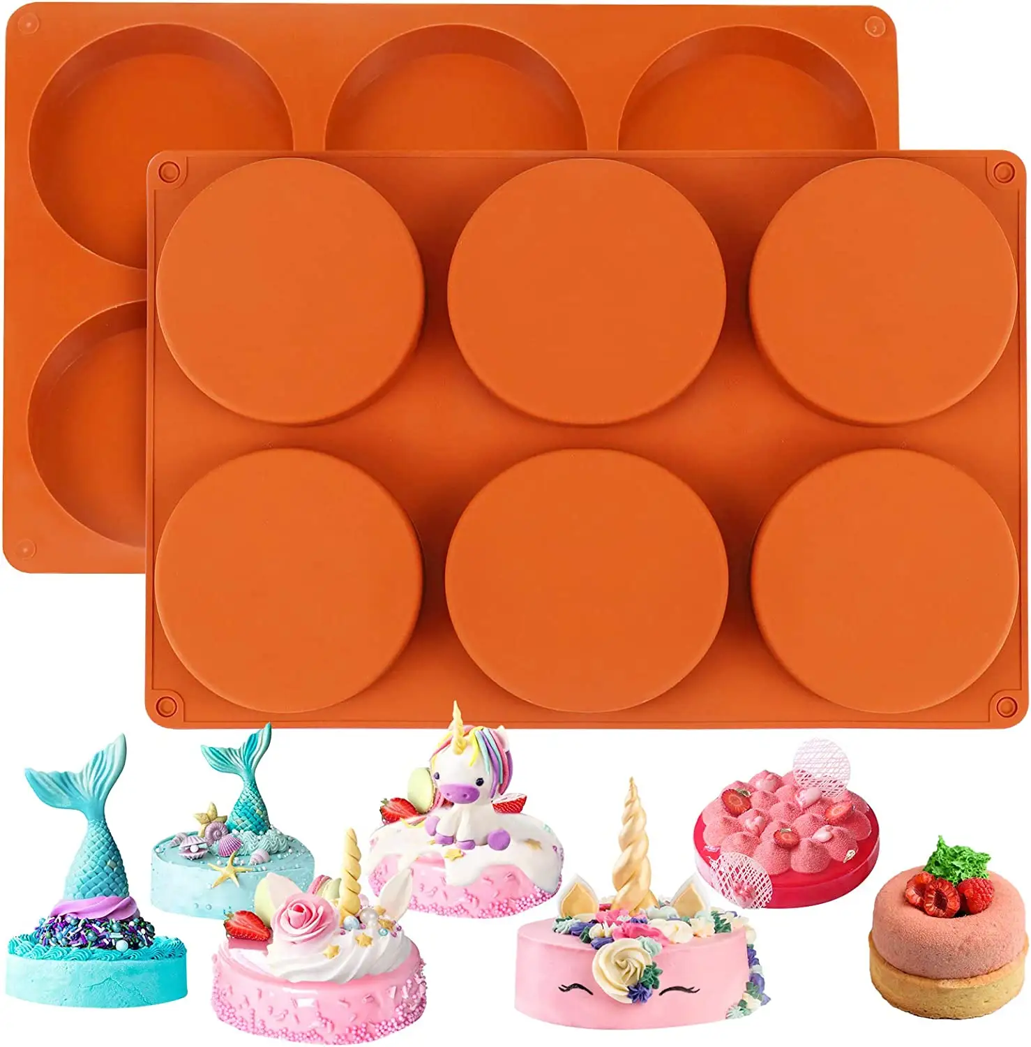 Silicone khuôn mẫu cho Baking 6 khoang lớn Vòng Khuôn bánh nướng xốp Pan nhựa Coaster khuôn không dính cho sô cô la bánh pie