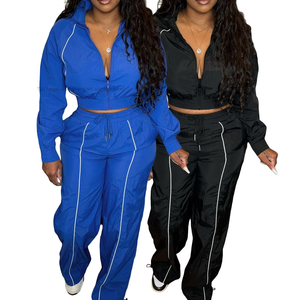 Women's Color-Block Striped Top & Wide-Leg Athletic <b>Pants</b> 2-Piece Set Fashion - Product Image 1