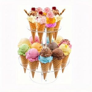 Rak <span class=keywords><strong>Display</strong></span> Es Krim Transparan Dua Lapis dengan Banyak Kompartemen Kokoh, Wajib Dimiliki untuk Toko Dessert & Kafe - Product Image 4