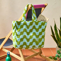 Sac fourre-tout en tissu éponge à imprimé ondulé, grande capacité, doux et absorbant, pour la plage, pour femmes