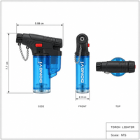 Briquet torche au butane de haute qualité, écologique, coupe-vent, couleurs assorties, en plastique, pour cigarettes et usage extérieur