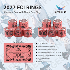 2026 Fci 飞鸽俱乐部环 8 毫米鸟脚环 飞鸽腿环 带定制英国、美国、印度国旗标志、编号和文字 - Product Image 2