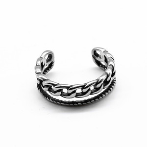 yunnique Twisted <b>Titanium</b> Steel <b>Ring</b> Geometric Shape Metal Retro Gift Jewelry - Product Image 1