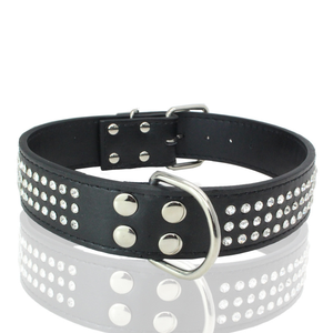 Kalung anjing bertatahkan kristal ramah lingkungan kulit elegan kerah anjing PU - Product Image 4