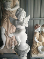 Figurines d'ange bébé enfant occidental nu en marbre de pierre de jardin, avec des ailes, en stock