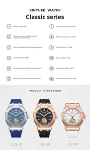 Drop Shipping KINYUED J-123 Men's Automatic Mechanical Watch Silicone Band Water Resistant 3BAR Luminous display - Product Image 6