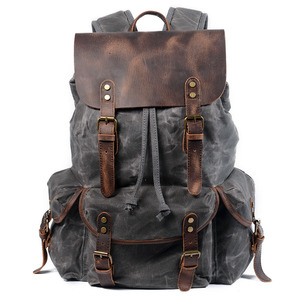 Người Đàn Ông Ngoài Trời Công Suất Lớn Sáp Dầu Vải Ba Lô Thời Trang Ba Lô Leo Núi Túi Messenger Mở Hội Nghị Không Thấm Nước - Product Image 1