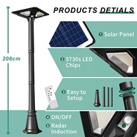 100W IP65 étanche intégré lampadaire solaire PIR capteur de mouvement LED lampe de stationnement pour crépuscule aube pôle pour route