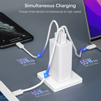 Xinspirer USB-A OEM ODM 100W, 2 tipe-c 1 untuk ponsel Anker ASUS PD QC3.0 pengisi daya dinding baterai GaN cepat
