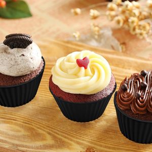 Reusable <b>Silicone</b> Cupcake Liners Black Heat Resistant <b>Silicone</b> Muffin Cups for Kitchen Non-Stick <b>Baking</b> Cups for Muffins - Product Image 5