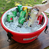 Glacière ronde isolée en acier inoxydable à double paroi pour barbecue extérieur, conteneur alimentaire, garde au chaud et au froid longtemps, pour jardin et fêtes, avec glace
