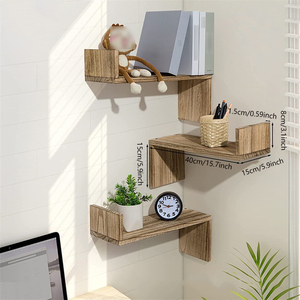 Gỗ nổi kệ treo tường trang trí lưu trữ Giá góc kệ, thích hợp cho phòng ngủ, phòng khách và nhà bếp - Product Image 4