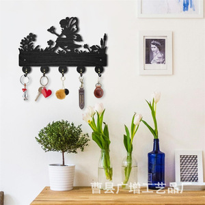 Wooden Wall Mounted Coat <b>Hooks</b> Animal Shape <b>Black</b> Durable Entryway Storage Rack - Product Image 1