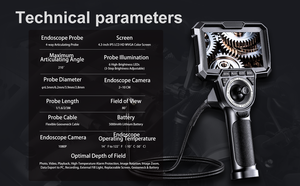 4.3 "TFT-LCD Modular nội soi kiểm tra máy ảnh 6.5mm dual-ống Kính 720 ° xoay khớp nối video ghi analog Analog - Product Image 6