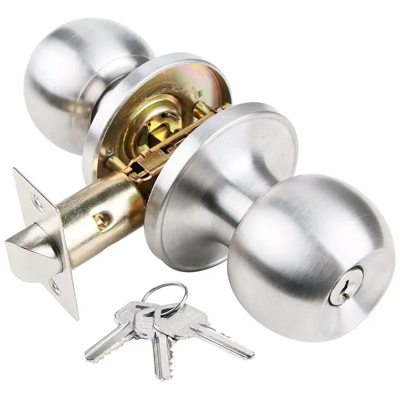 Security Bathroom Lock With Knob Passage Tubular Doorknob Lock Without Key For Home Door Locks