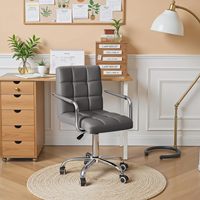 Chaise de bureau pivotante moderne en cuir PU avec roulettes, accoudoirs, hauteur réglable, chaise de direction pour bureau à domicile