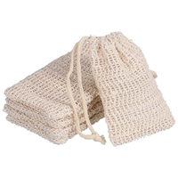 Savon en sisal naturel écologique pochette à cordon en maille sac bio biodégradable chanvre coton jute bain exfoliant essentiel