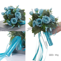 Buket Pengantin Mewah Elegan Genggam Anggrek Sutra Putih Mawar Biru Paskah Hari Ayah Wisuda Halloween