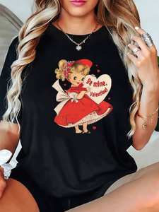 T-shirt girocollo da donna Egg Tart Direction con stampa a tema San Valentino, vestibilità regolare, per tutte le stagioni, in jersey 100% cotone - Product Image 3