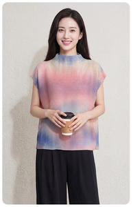 Blusa Casual con Estampado de Cielo PY para Mujer, Blusa Elegante Texturizada con Cuello Redondo y Manga Corta, Ropa al por Mayor - Product Image 5