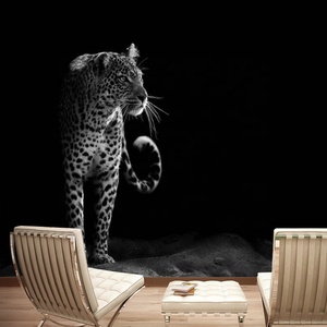 Papel pintado minimalista de animales de <span class=keywords><strong>leopardo</strong></span> 3D, Mural de pared de fondo botánico para sofá, porche, impermeable, a prueba de humedad, antiestático - Product Image 5