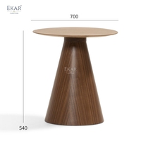 Table d'appoint moderne en bois massif avec pieds coniques, finition naturelle, pour salon, chambre et décoration d'hôtel