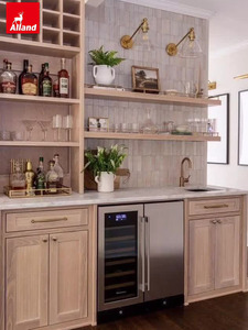 Alland Bespoke Etagère murale en grain de bois dur Nouveau comptoir de <span class=keywords><strong>bar</strong></span> Design moderne Armoire d'exposition <span class=keywords><strong>ouverte</strong></span> Armoires de <span class=keywords><strong>cuisine</strong></span> - Product Image 4