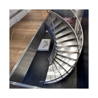Escalier Courbé Personnalisé de Luxe en Gros, Escalier Courbé Intérieur avec Poutre en Acier Carbone pour la Décoration de Villas, Appartements et Hôtels