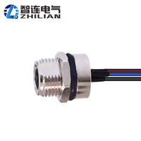 Conectores de montaje en panel M8 PCB circular 2 3 4 5 6 8 10 12 17 pines hembra recto IP67 enchufe impermeable ZLconnector para