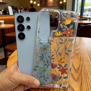 <span class=keywords><strong>Cover</strong></span> per Telefono in Acrilico Trasparente con Stampa Elettroplaccata IMD Personalizzata con Motivo Floreale per <span class=keywords><strong>Samsung</strong></span> S26 S25 Ultra S24 Plus S23 S22 S23FE - Product Image 1
