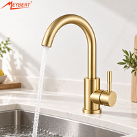 Robinet de lavabo de luxe, eau chaude et froide, rotatif, en acier inoxydable brossé, mitigeur de salle de bain