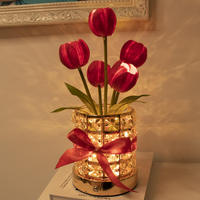 Lampe de table moderne de luxe en forme de tulipe, bronze, cristal, tactile, à intensité variable, LED E26, abat-jour en tissu, lampe de chevet décorative