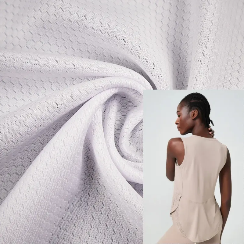 Customized jacquard fabric 100 polyester 4-way stretch honeycomb breathable double jacquard sports fabrics