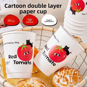 Vaso de Papel Desechable de Doble Pared y Paredes Gruesas de 12oz para Bebidas Calientes/Frías, Leche de Soya para Llevar y Uso Doméstico - Product Image 2