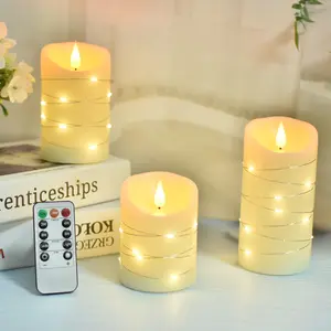 Factory Wholesale Led Candles Luxury Fairy Lights Round Pillar Flickering Head Led Candle Christmas Decor Led Candles Lights