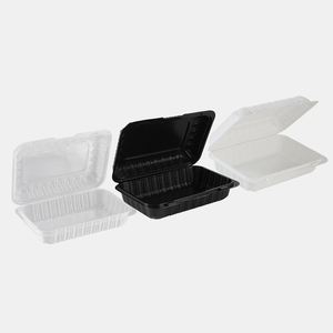 Tiya Disposable <b>Plastic</b> Heat Resistant Food Storage <b>Containers</b> <b>Clear</b> 3-Compartment Square Hinged Food <b>Container</b> - Product Image 4