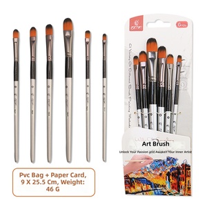 Ensemble de 6 pinceaux en nylon pour dessin, aquarelle et acrylique, double couleur, pour enfants, best-seller transfrontalier - Product Image 2