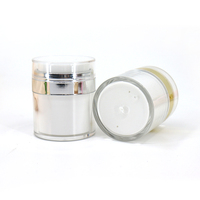 Pot à pompe sans air en acrylique blanc nacré doré de 30g 50g, emballage cosmétique, soins de la peau, pots à crème pour le visage, contenants sous vide