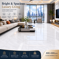 Carrelage en marbre nuage 800x800mm, prix direct usine, revêtement de sol en porcelaine haute brillance pour projets de villas et d'hôtels