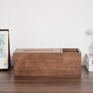 Boîte à mouchoirs en bois de noyer 27,8x13,8x9,8 cm, rangement multifonctionnel pour le salon - Product Image 4