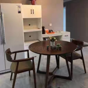 Ensemble <span class=keywords><strong>table</strong></span> et chaises rondes en bois massif, style nordique moderne, luxe léger, pour appartement ou hôtel - Product Image 5