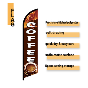 Cà Phê Cửa Hàng Màu Nâu Cup Lông Cờ Với Cột Cờ Ngoài Trời Biểu Ngữ Trang Trí Quảng Cáo Dấu Hiệu Cho Cửa Hàng Và Studio - Product Image 3