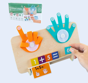 Gioco da Tavolo Matematico in Legno Montessori per Età 2+ Materiali Didattici Prescolare Addizione Sottrazione Puzzle Cognitivo con Dita - Product Image 1