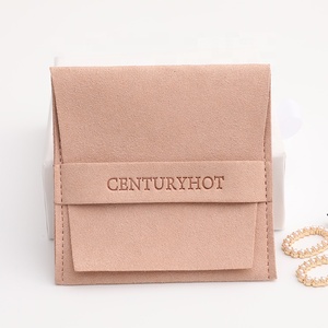 Pochette à bijoux en velours rose foncé personnalisée de luxe, sacs d'emballage pour bijoux, pochette à bijoux avec logo - Product Image 4