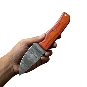 Cuchillo de acampada de hoja fija Drop Point de acero de Damasco con mango de madera Pakka azul de 20 cm, cuchillo de supervivencia para exteriores DIY - Product Image 3