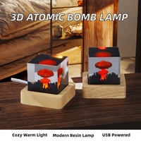 Lampe LED moderne en forme d'explosion de bombe atomique 3D, alimentée par USB, pour la décoration de la chambre à coucher, cadeau, résine époxy, lumière blanche chaude, veilleuse